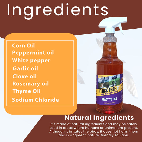 Flock Free Bird Repellent Spray - Ready-to-use Bird Deterrent - Flock Free Bird Control Systems and Services LLC