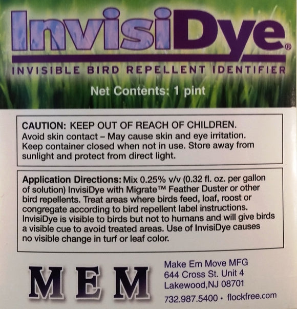 InvisiDye UV Marker - 1 Pint - BIRD CONTROL - FLOCK FREE 