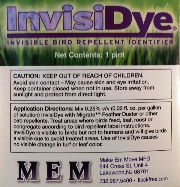 InvisiDye UV Marker - 1 Pint - BIRD CONTROL - FLOCK FREE 